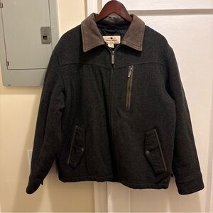 Men's Woolrich dark Gray Wool zip up collar Jacket size medium